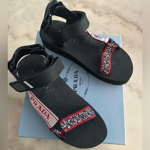 Prada Logo Platform Sport Sandal